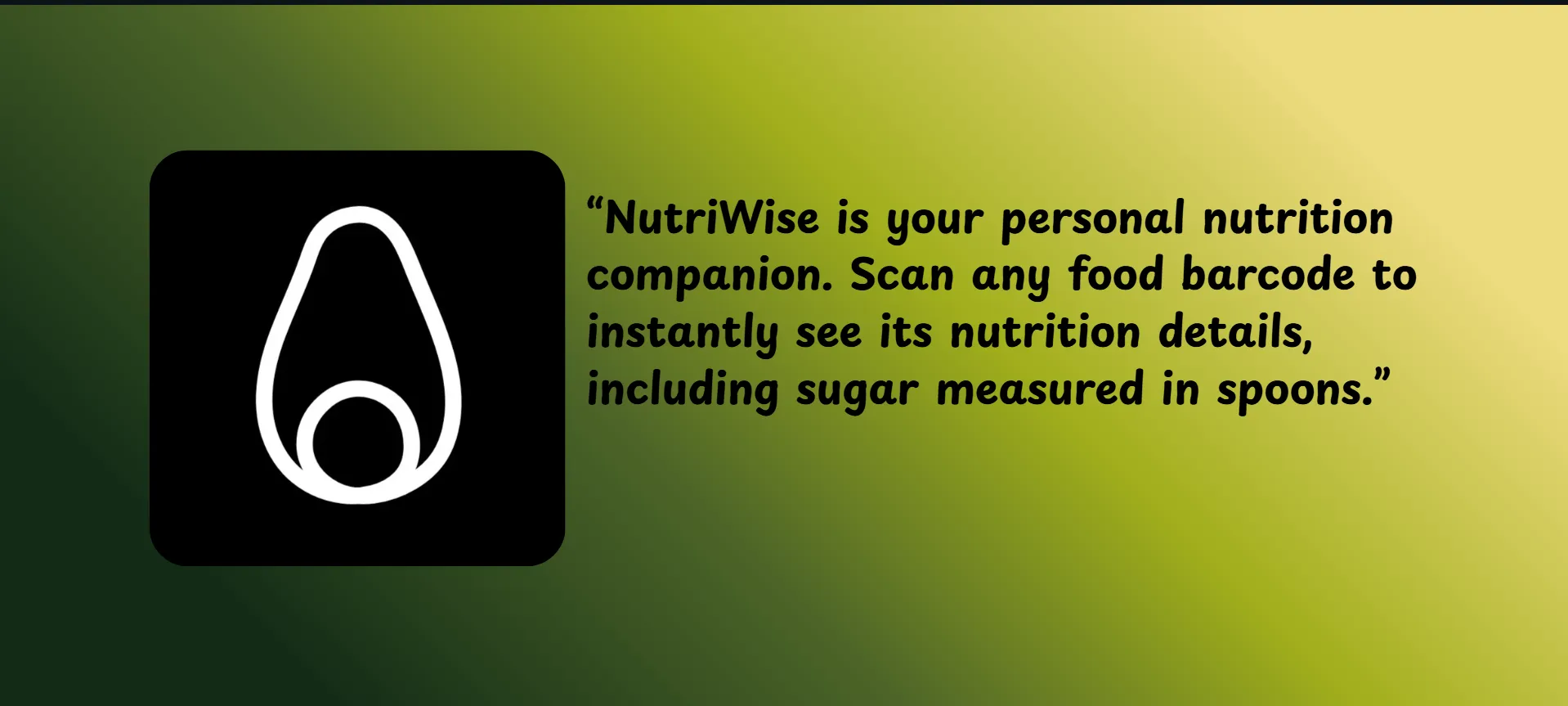 NutriWise food nutrition barcode scanner mobile app interface mockup