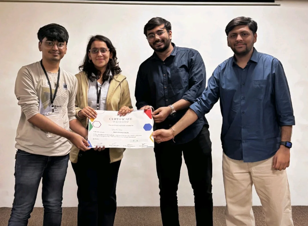 Viraj Ravani TechSprint Hackathon 3rd Place award